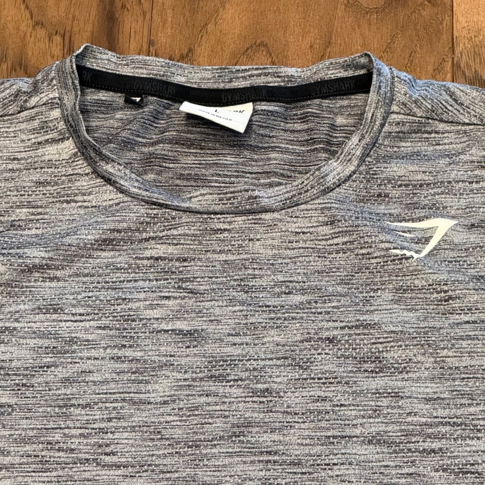 Gymshark Mens Grey Space Dye Marl Short Sleeve Training Gym T-Shirt Large